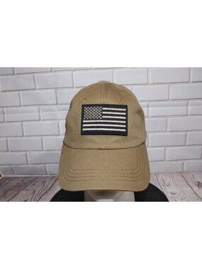 Condor Tactical Hat With USA Flag Patch One Size Fits Most Adjustable Strap Khak